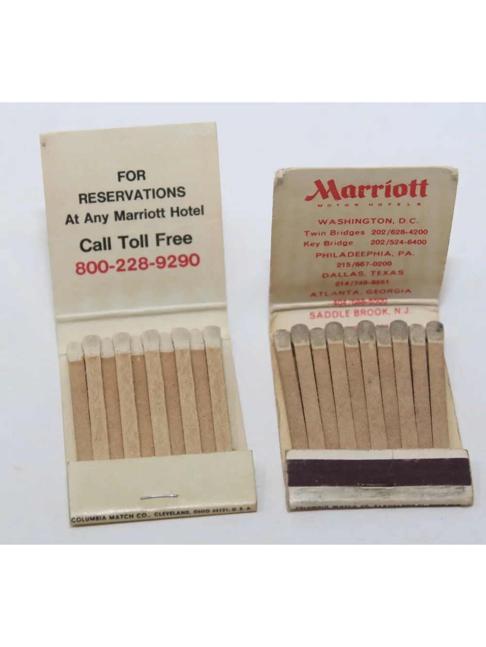 Vintage 1960s Lot of 2 Matchbooks This Is Living This is Marriott Motor Hotels